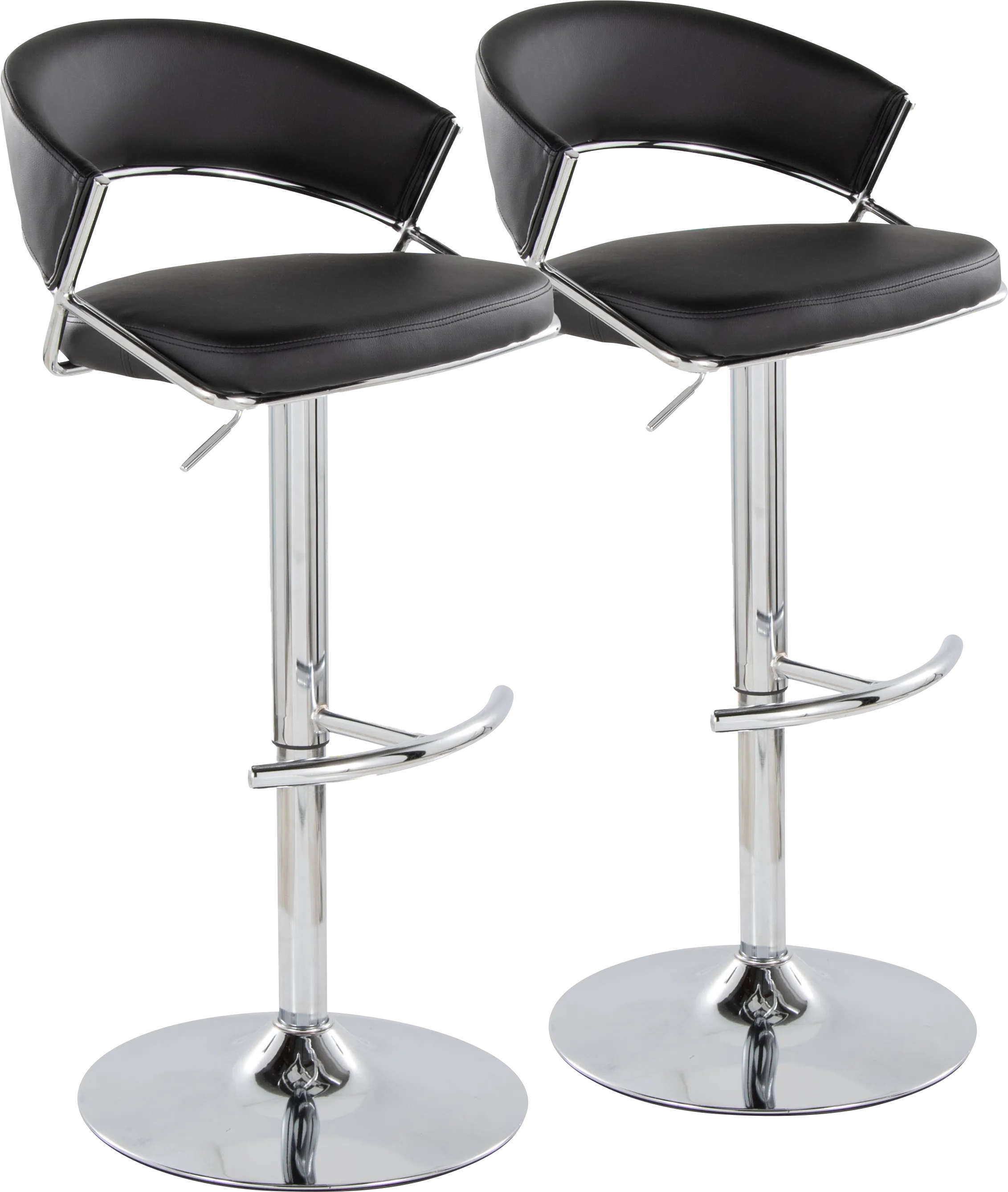 Harborson V Black Adjustable Swivel Barstool, Set of 2 - Thumbnail - Image 1