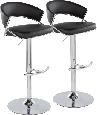 Harborson V Black Adjustable Swivel Barstool, Set of 2