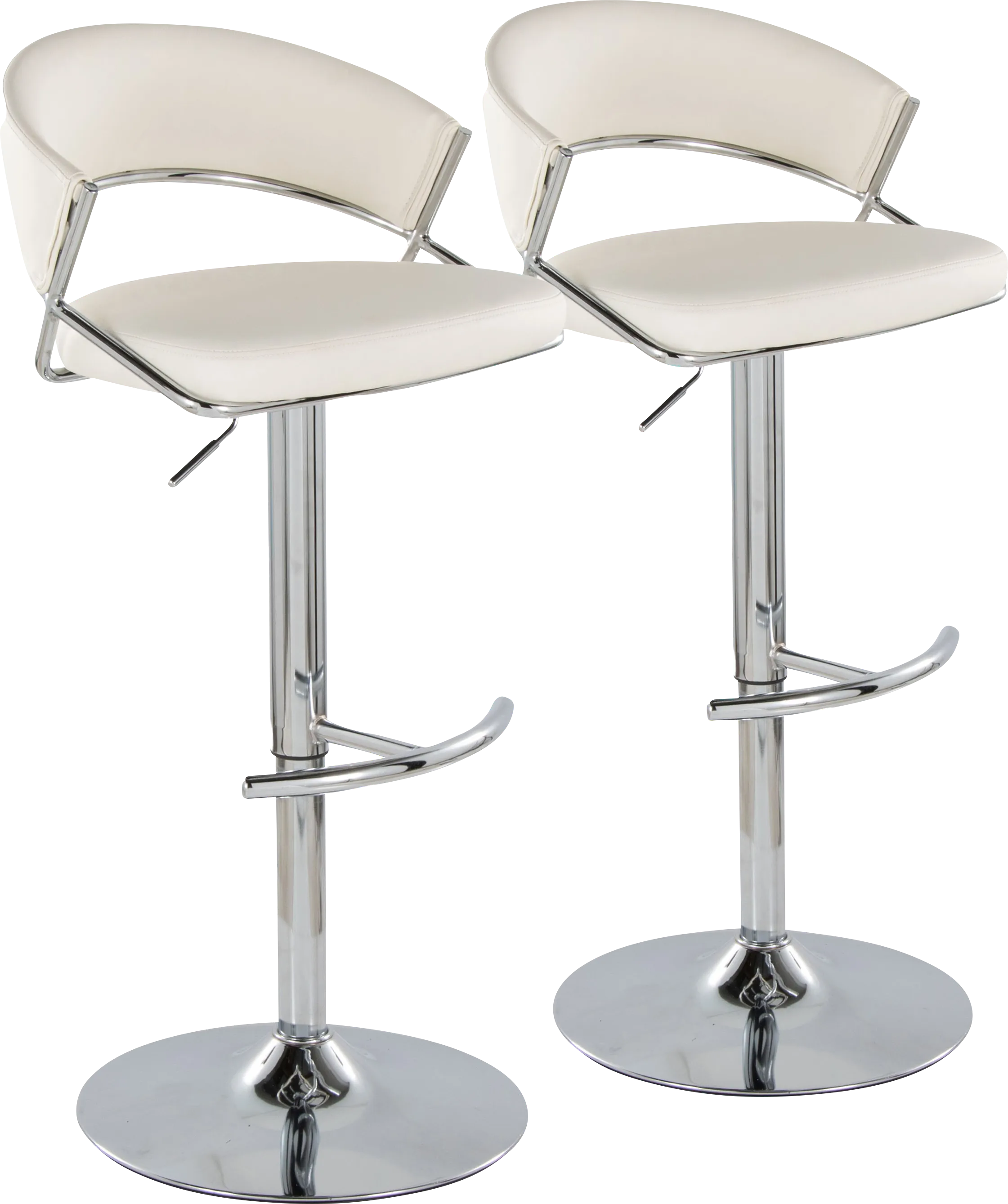 Harborson V White Adjustable Swivel Barstool, Set of 2 - Thumbnail - Image 1