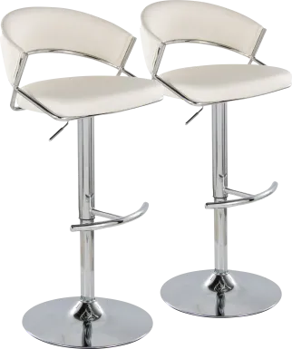 Harborson V White Adjustable Swivel Barstool, Set of 2