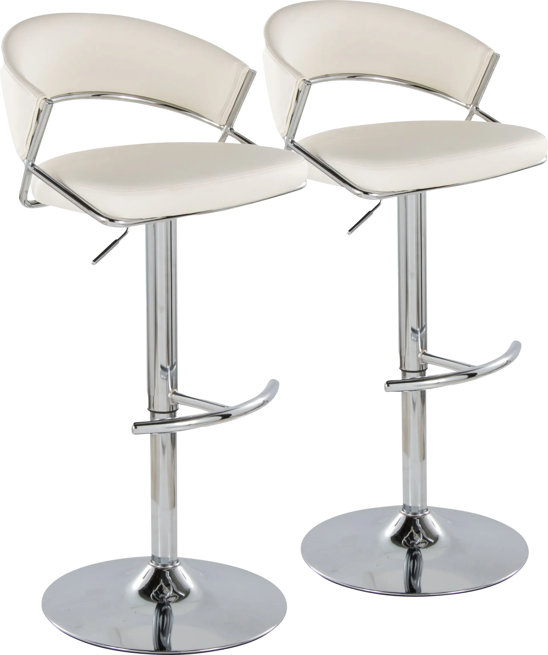 Harborson V White Adjustable Swivel Barstool, Set of 2 - Image 1