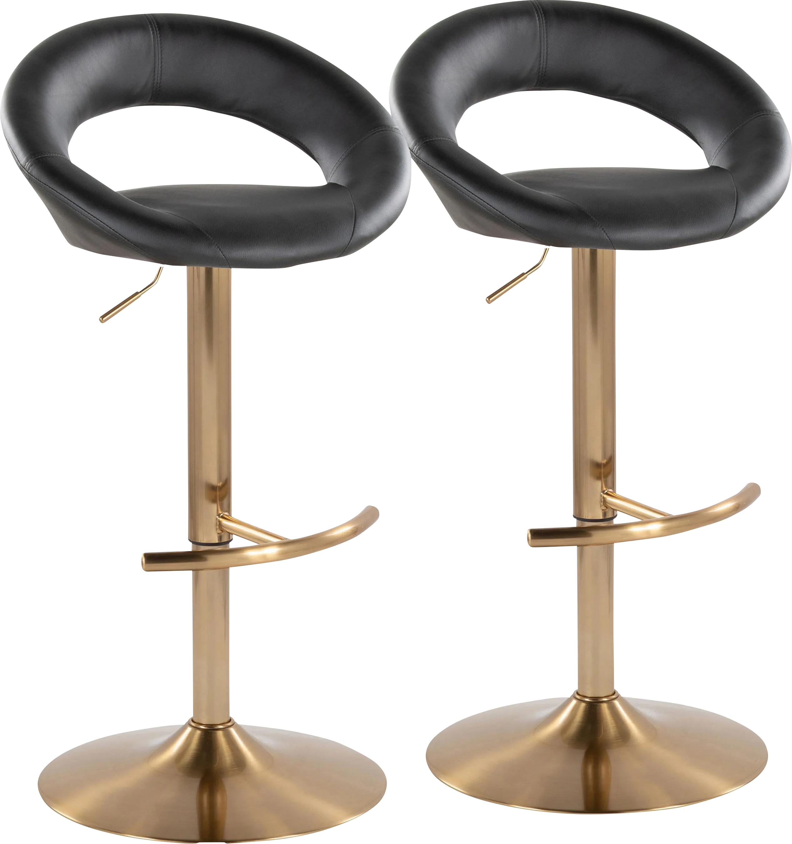Shallowe I Black Adjustable Swivel Barstool, Set of 2