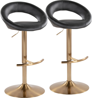 Shallowe I Black Adjustable Swivel Barstool, Set of 2