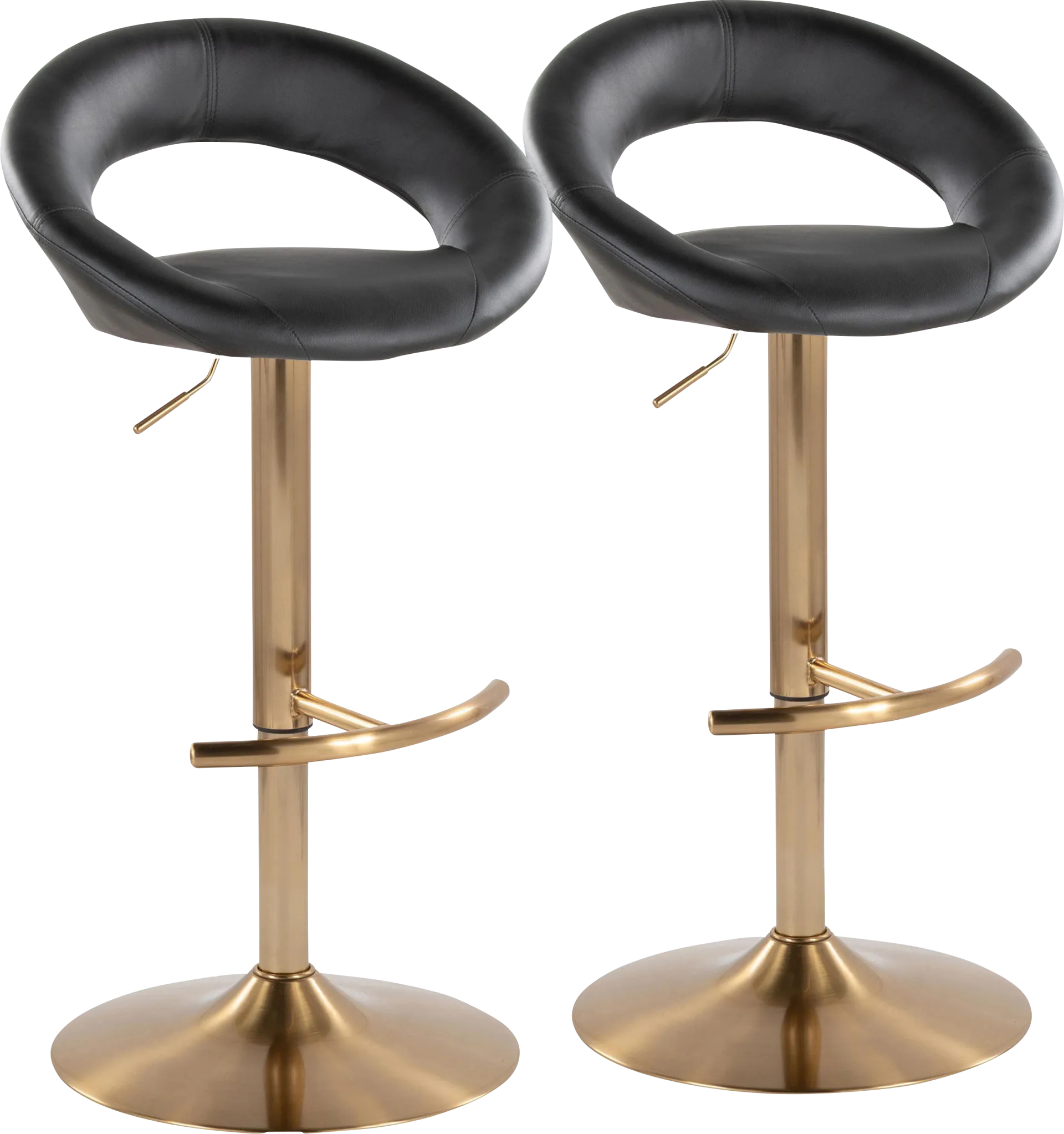 Shallowe I Black Adjustable Swivel Barstool, Set of 2 - Image 1