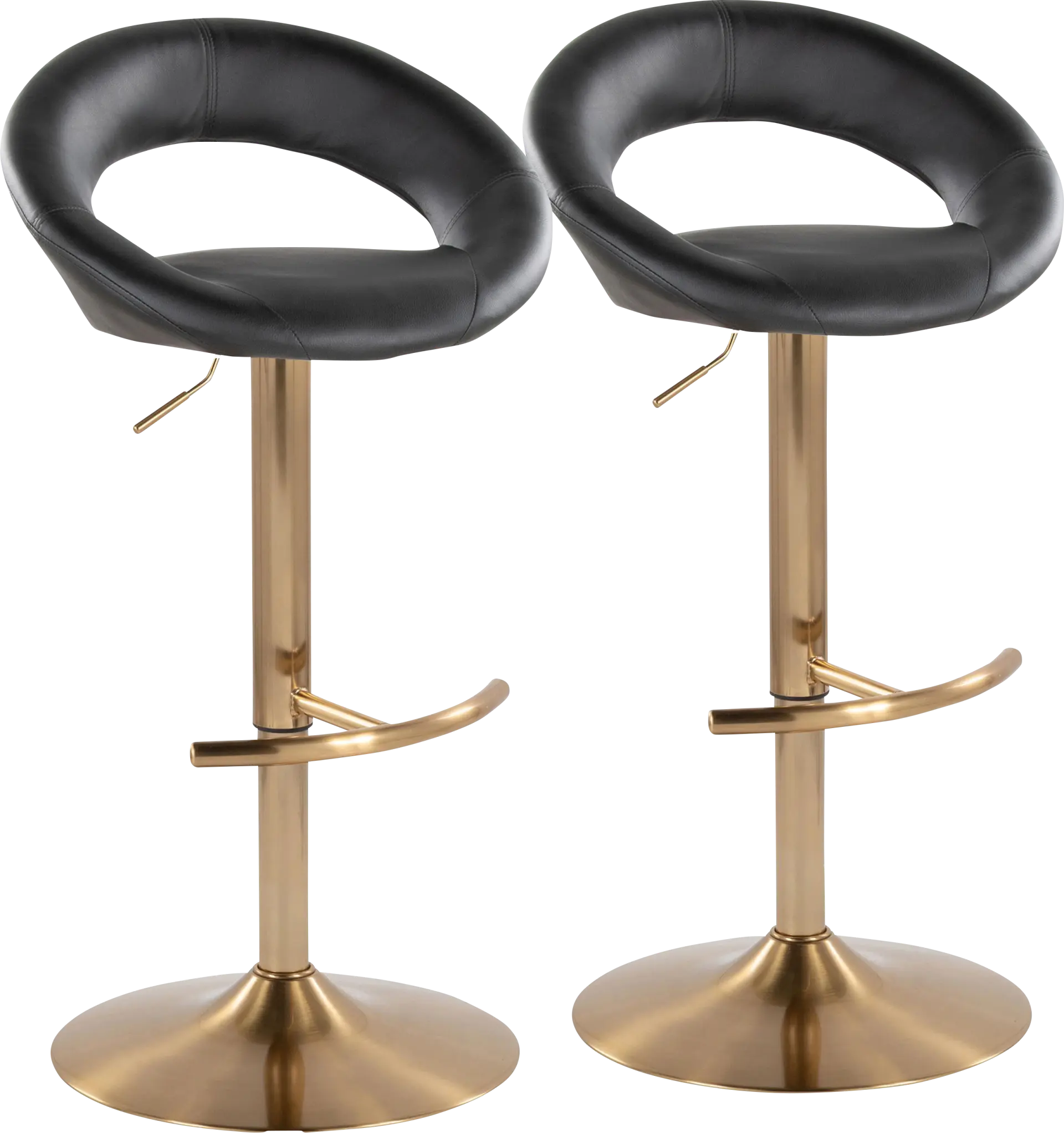 Shallowe I Black Adjustable Swivel Barstool, Set of 2