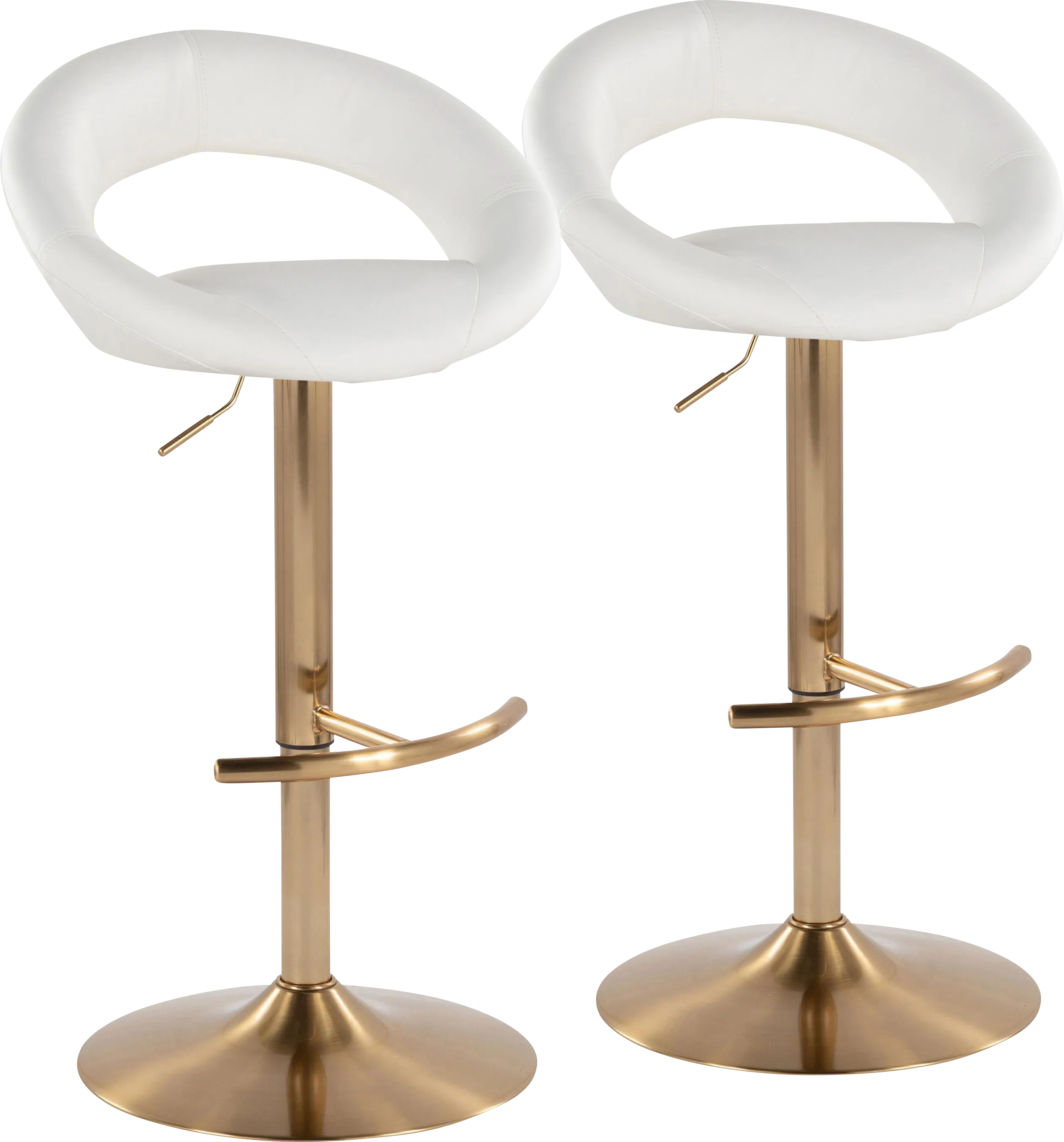 Shallowe I White Adjustable Swivel Barstool, Set of 2 - Thumbnail - Image 1