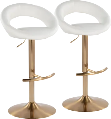 Shallowe I White Adjustable Swivel Barstool, Set of 2