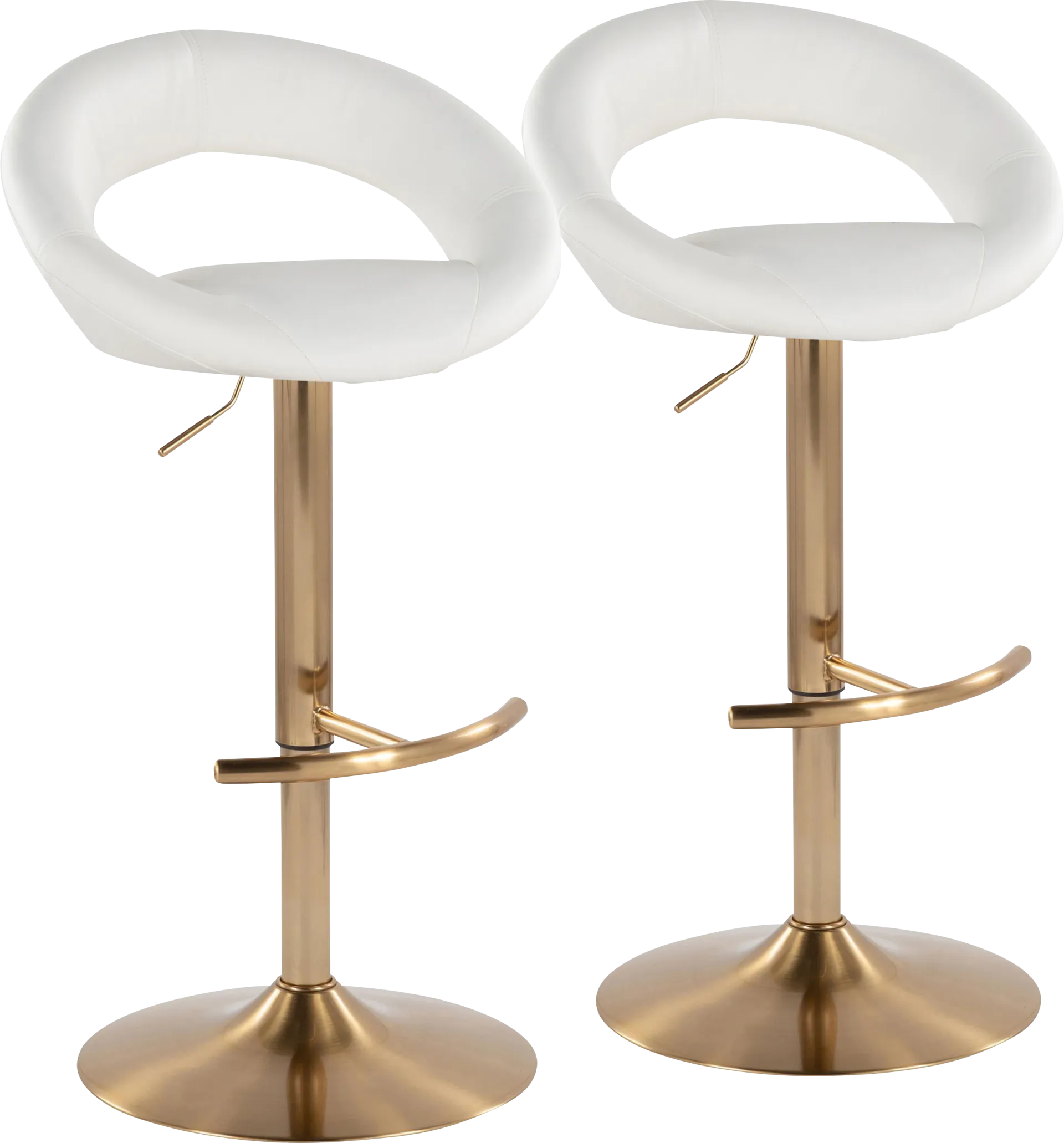 Shallowe I White Adjustable Swivel Barstool, Set of 2 - Image 1