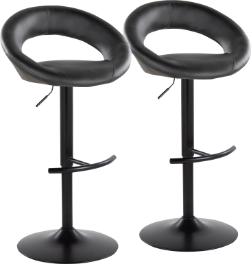 Shallowe II Black Adjustable Swivel Barstool, Set of 2
