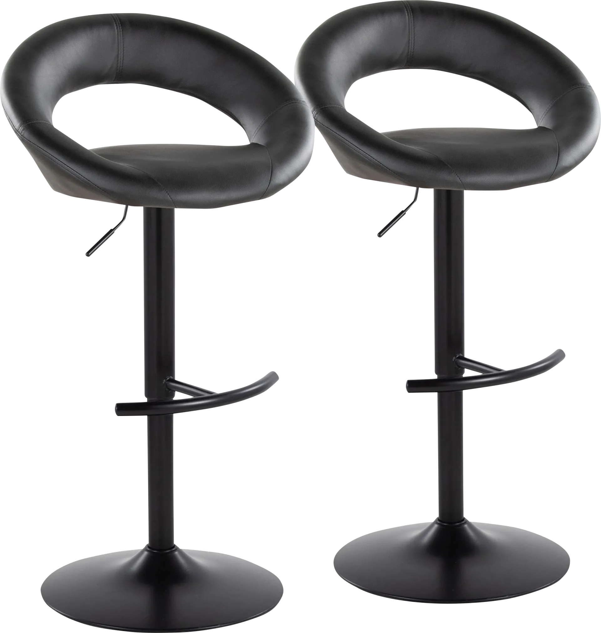 Shallowe II Black Adjustable Swivel Barstool, Set of 2 - Image 1