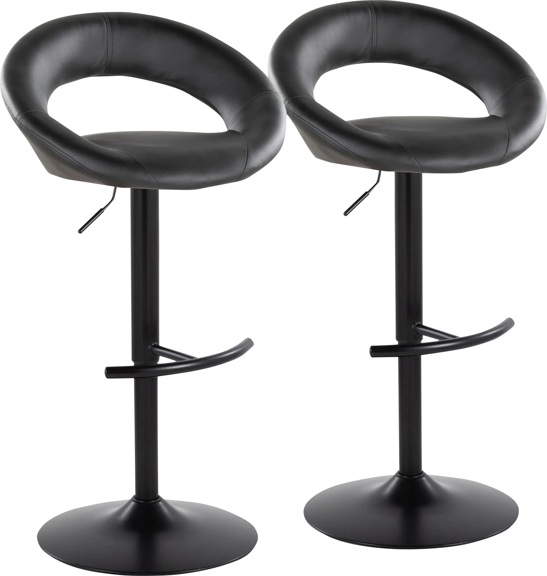 Shallowe II Black Adjustable Swivel Barstool, Set of 2