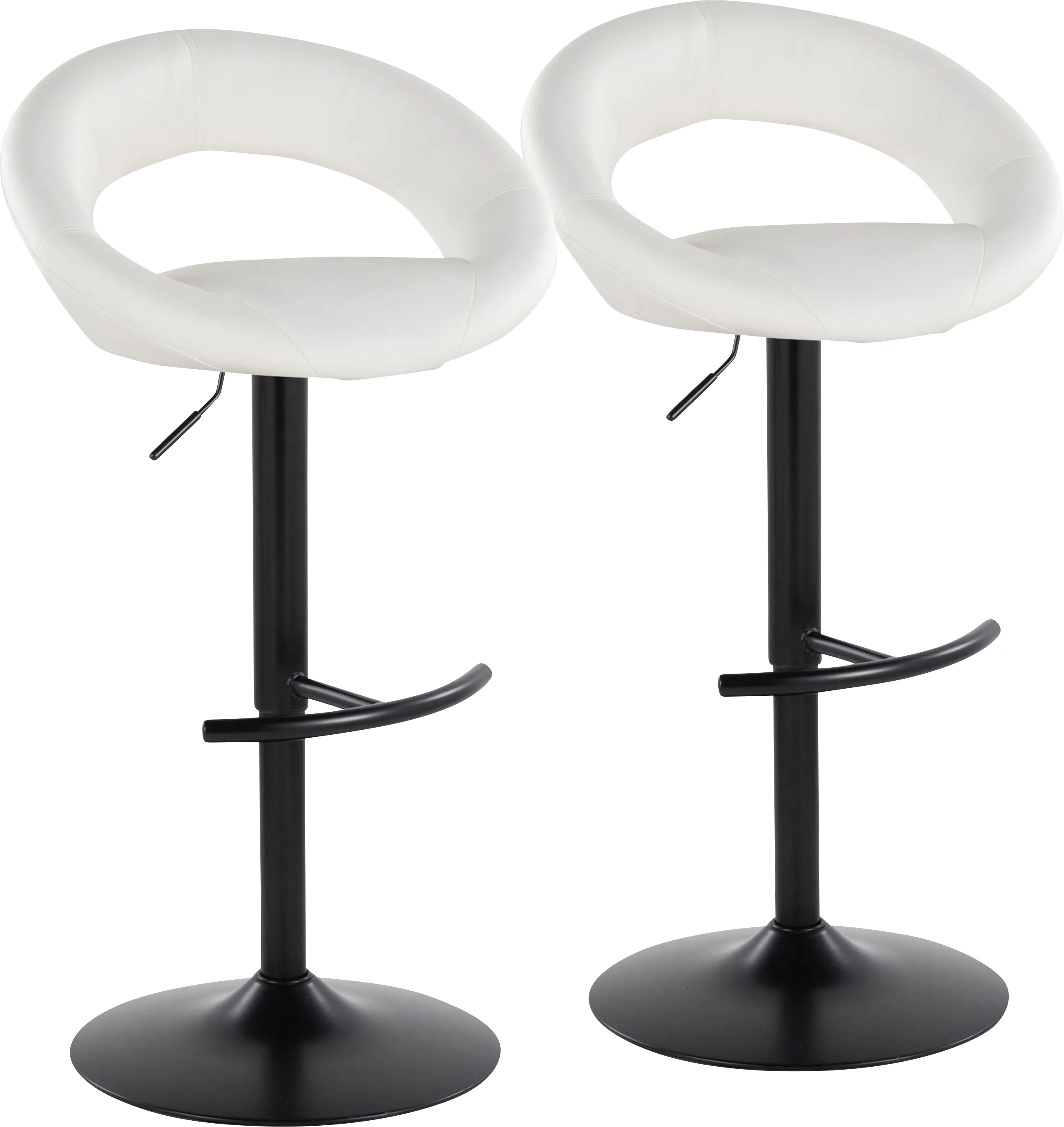 Shallowe II White Adjustable Swivel Barstool, Set of 2 - Thumbnail - Image 1