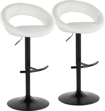 Shallowe II White Adjustable Swivel Barstool, Set of 2