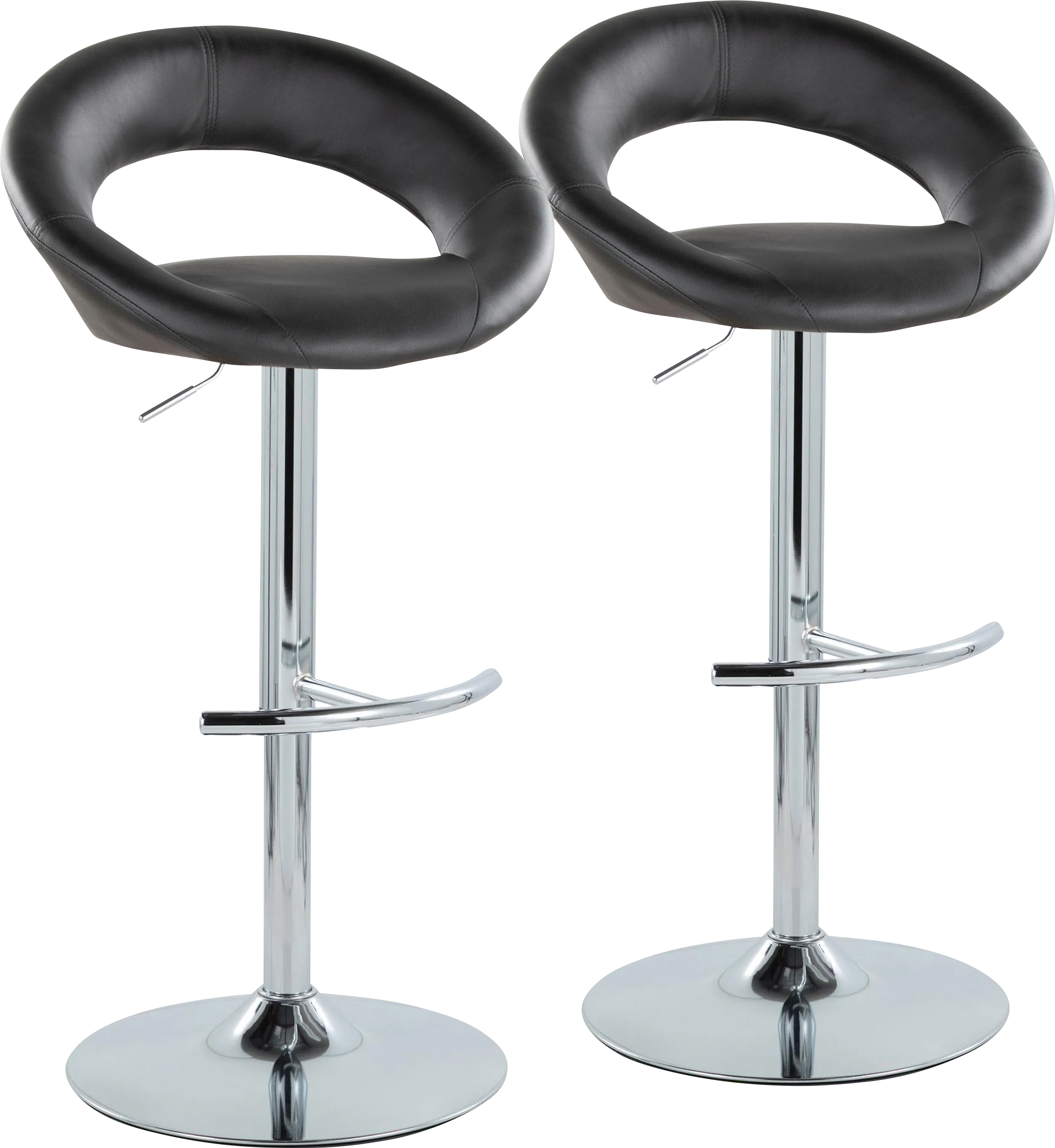 Shallowe III Black Adjustable Swivel Barstool, Set of 2 - Thumbnail - Image 1