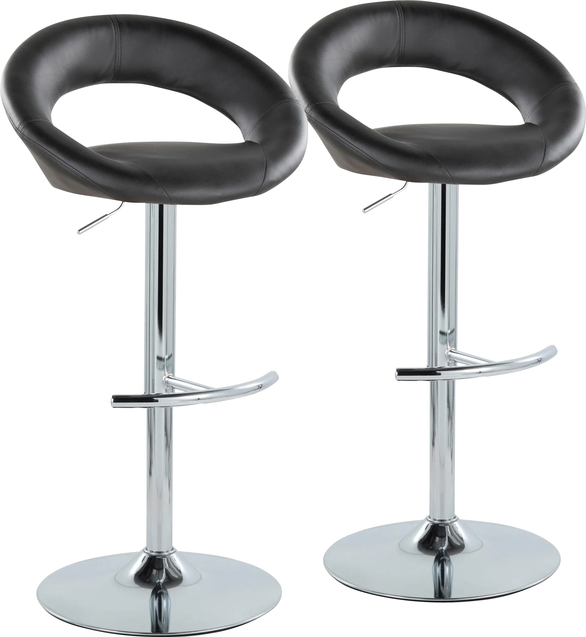 Shallowe III Black Adjustable Swivel Barstool, Set of 2 - Image 1