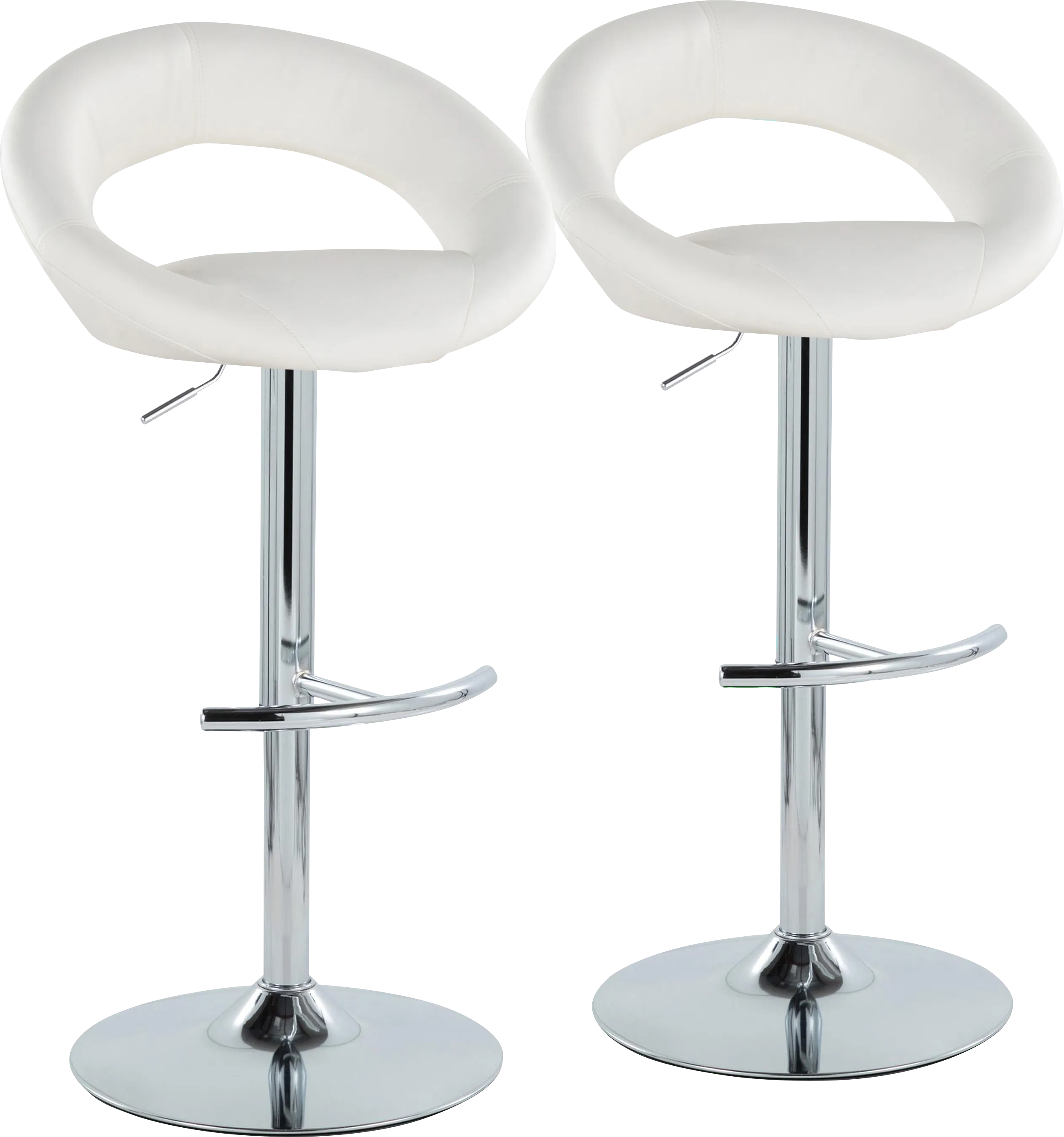 Shallowe III White Adjustable Swivel Barstool, Set of 2
