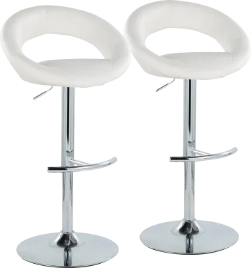 Shallowe III White Adjustable Swivel Barstool, Set of 2
