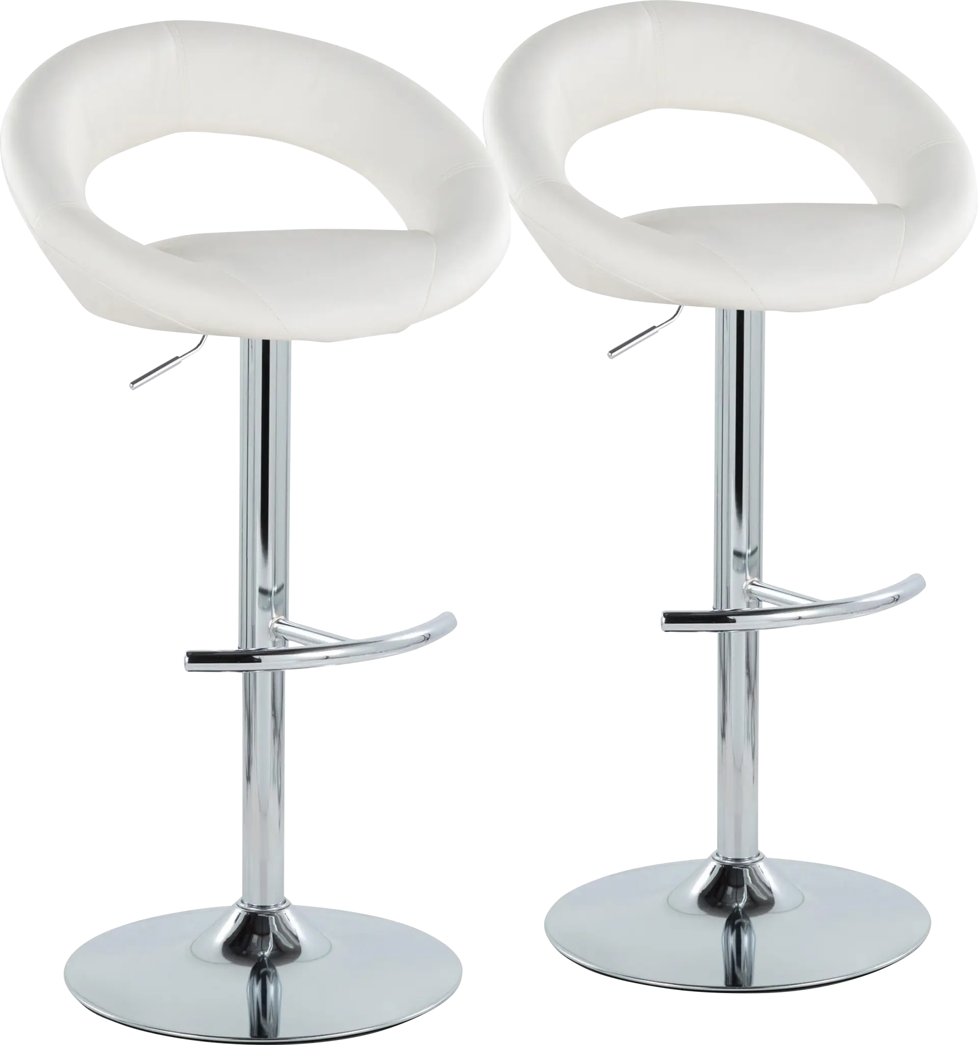 Shallowe III White Adjustable Swivel Barstool, Set of 2