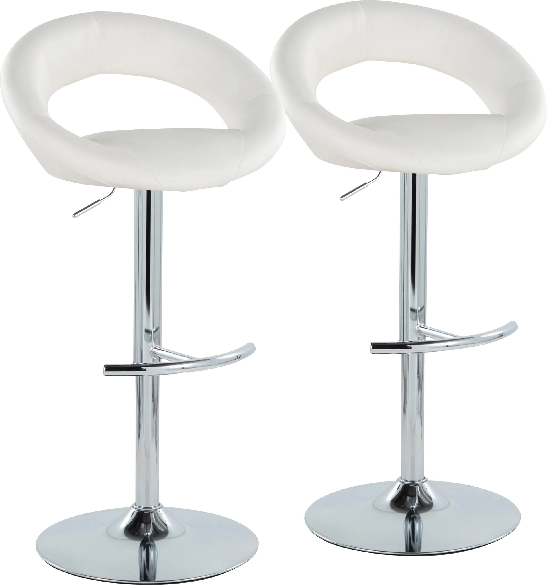 Shallowe III White Adjustable Swivel Barstool, Set of 2 - Image 1