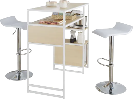 Gladwynne White 3 Pc Bar Height Dining Set