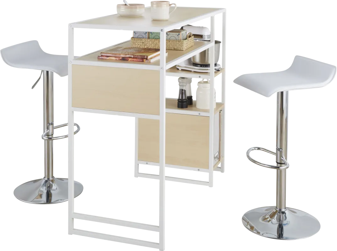 Gladwynne White 3 Pc Bar Height Dining Set