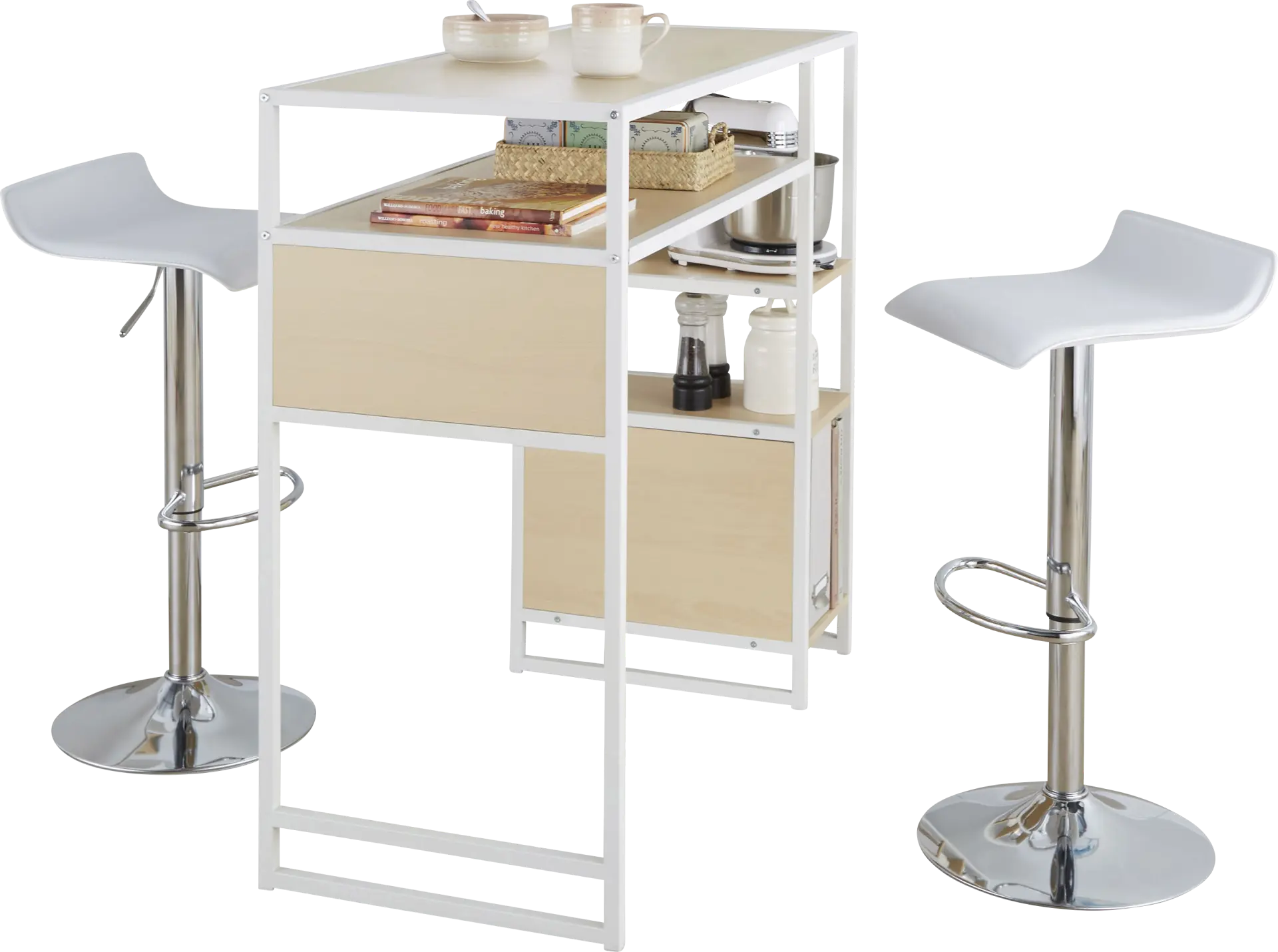 Gladwynne White 3 Pc Bar Height Dining Set