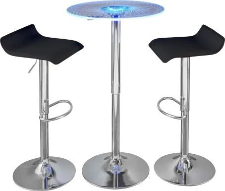 Krystl Black Adjustable 3 Pc Bar Height Dining Set