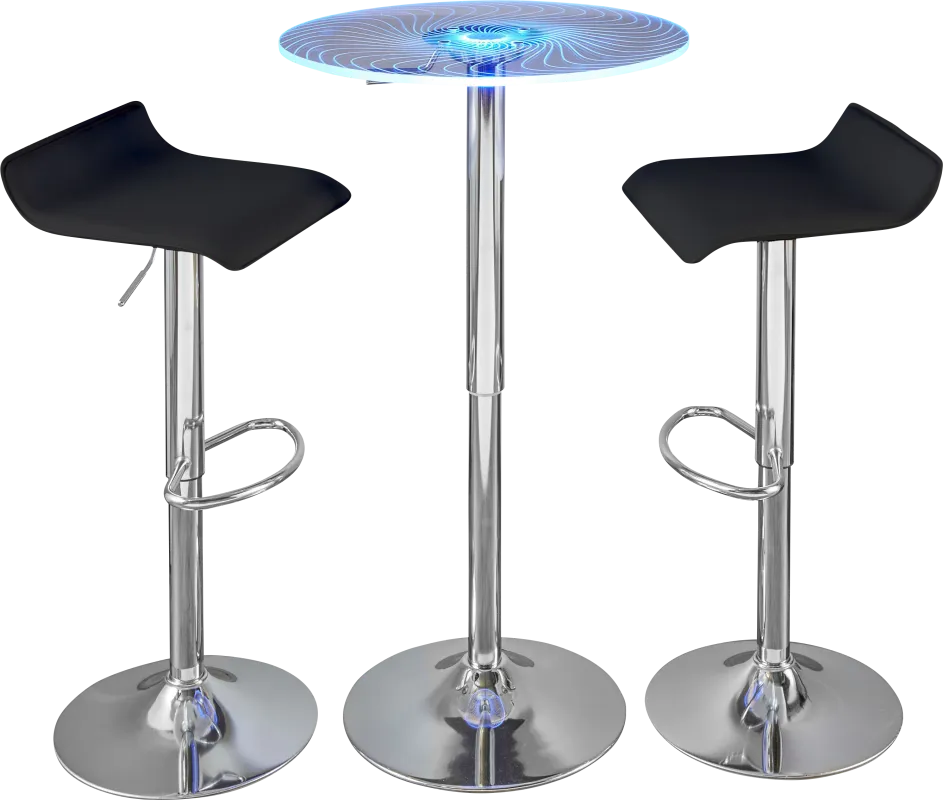 Krystl Black Adjustable 3 Pc Bar Height Dining Set