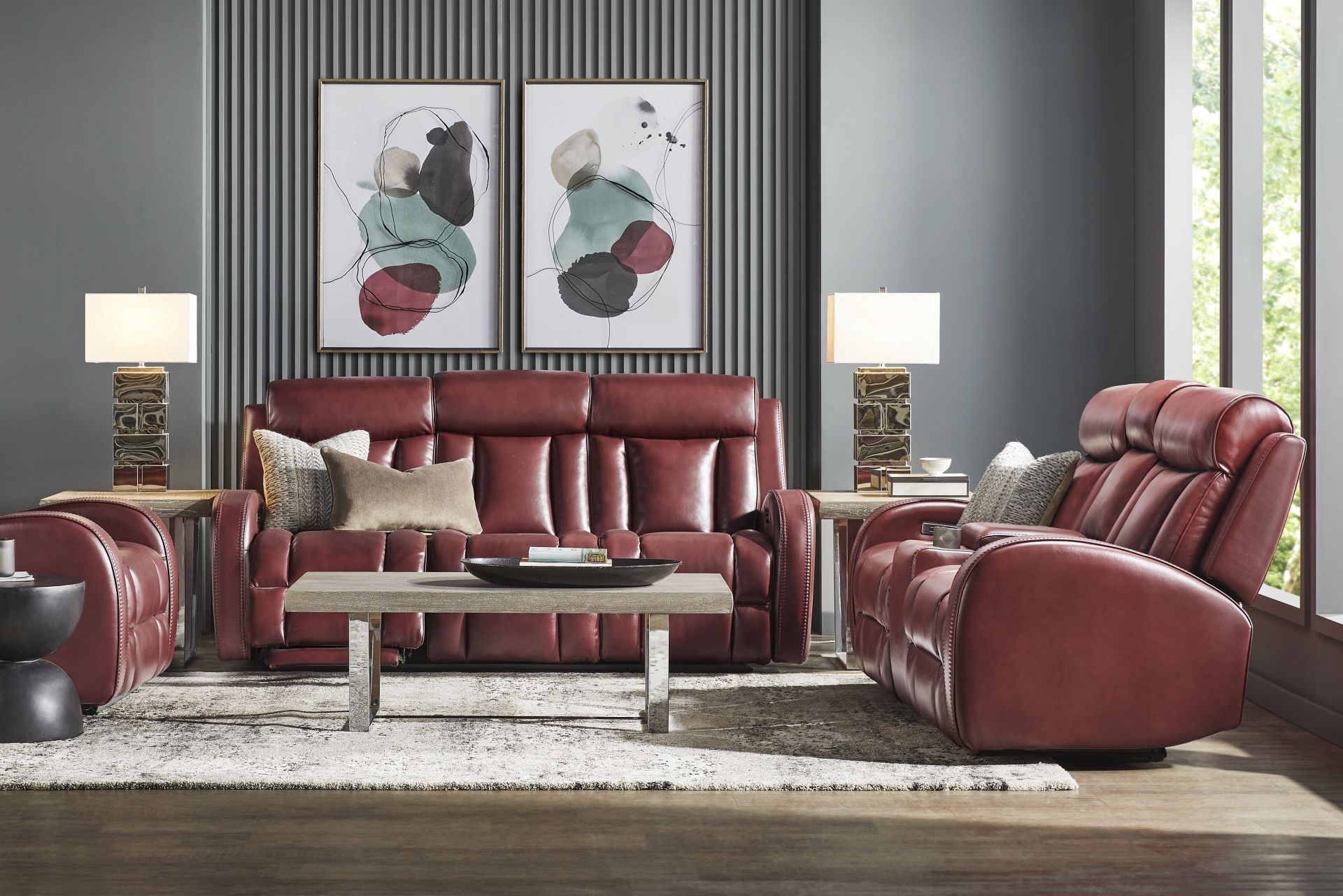 Copperfield Red 2 Pc Dual Power Reclining Living Room - Image 1