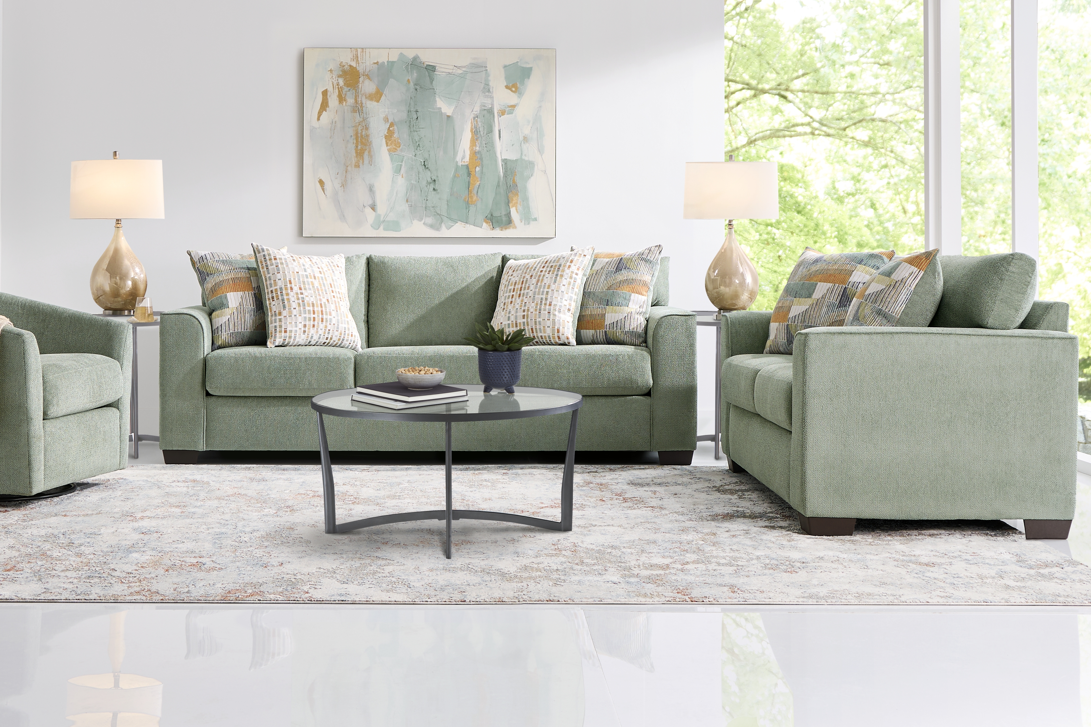 Delcrest Green Loveseat - Thumbnail - Image 2