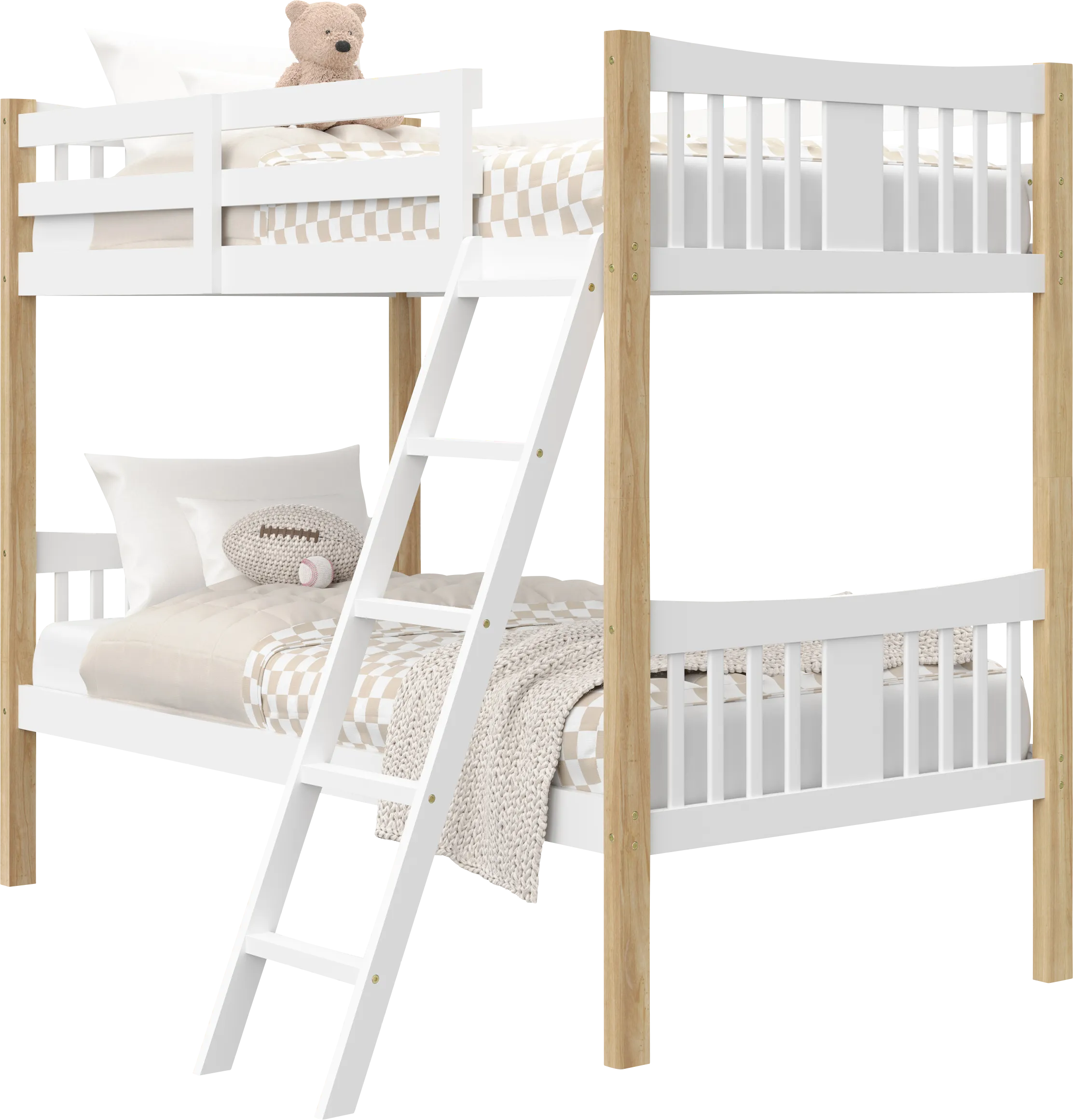 Kids Fablea White Twin/Twin Bunk Bed - Thumbnail - Image 1