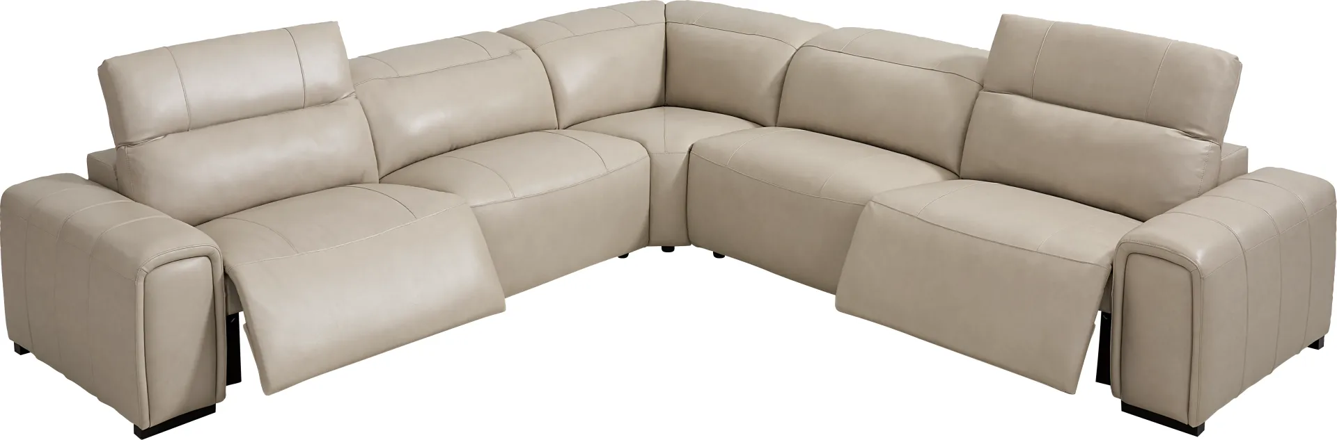 Huntington Ivory Leather 5 Pc Dual Power Reclining Sectional - Image 2