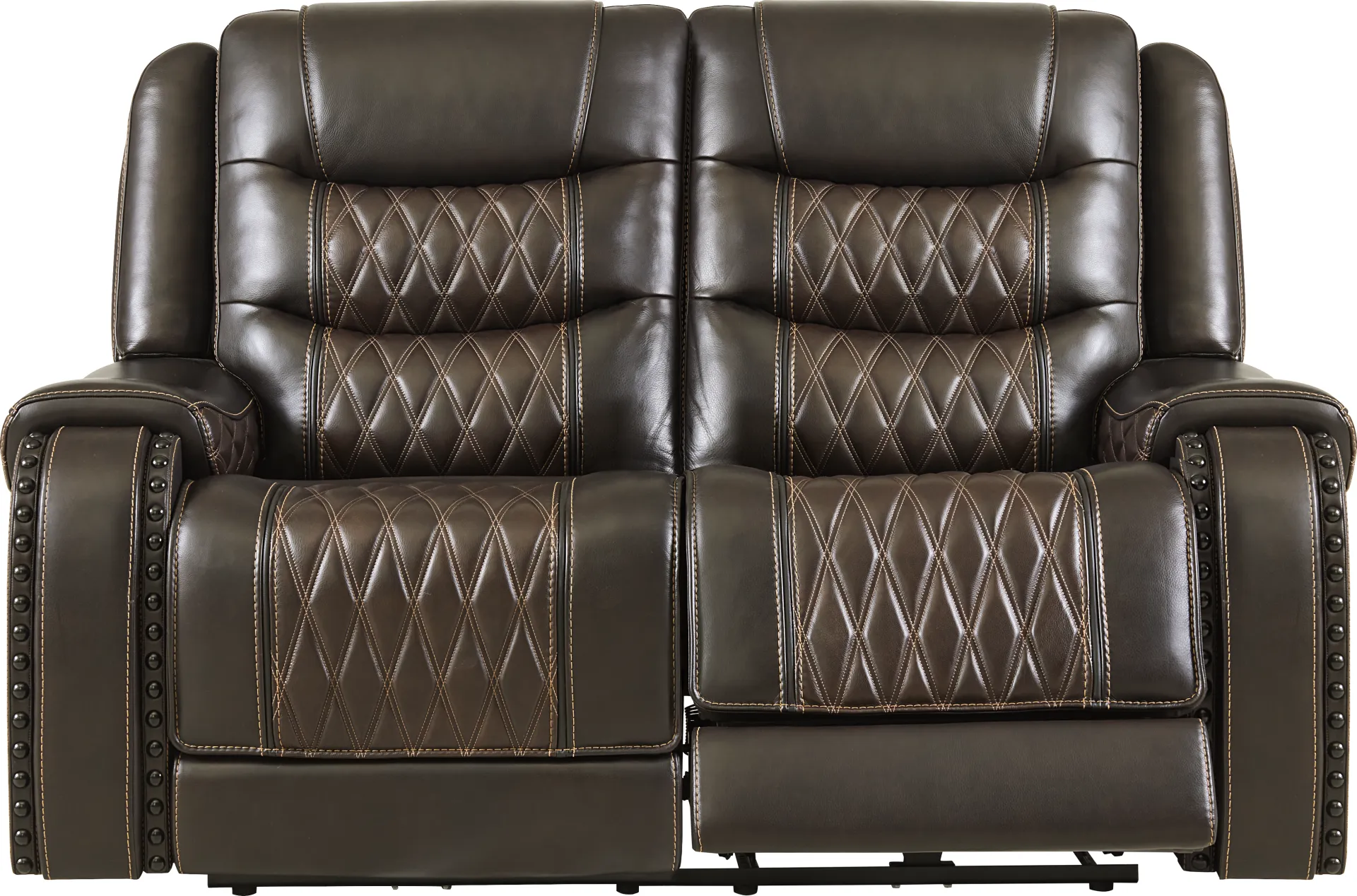 Marquee Brown Leather Reclining Loveseat - Image 2