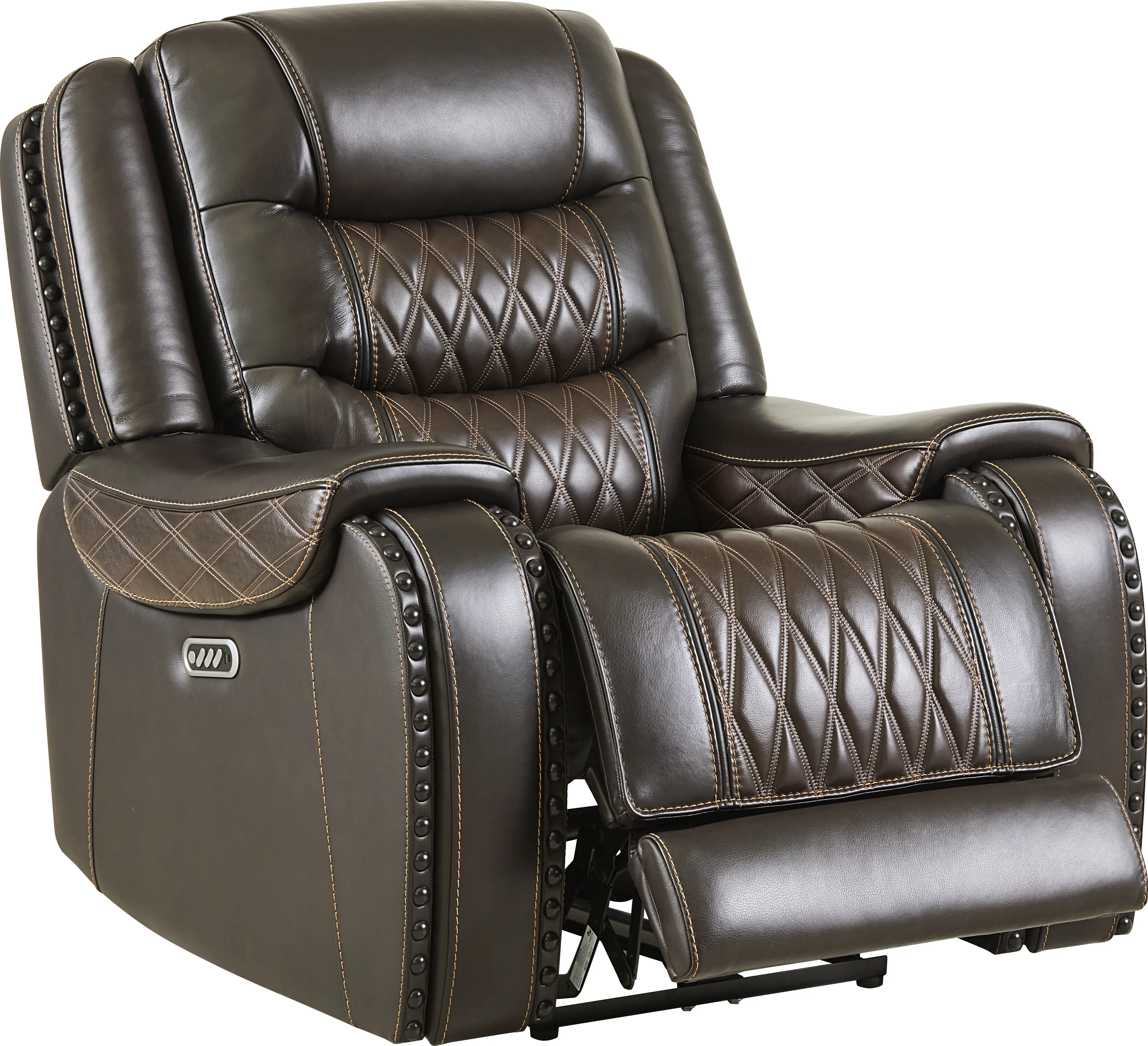 Marquee Brown Leather Triple Power Recliner - Thumbnail - Image 1