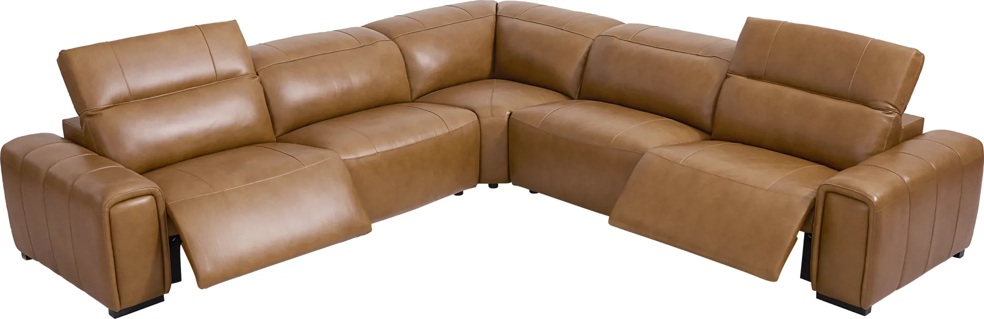 Huntington Saddle Leather 5 Pc Dual Power Reclining Sectional