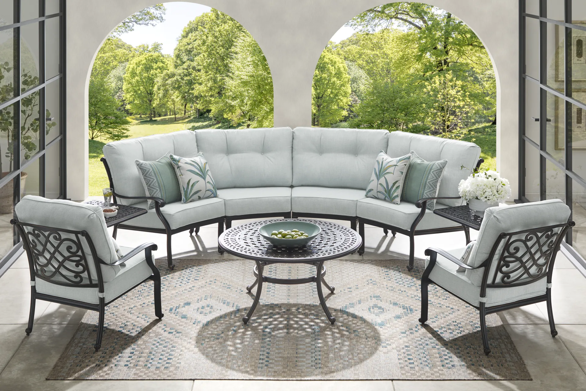 Carina Bronze 4 Pc Outdoor Sectional with Sky Cushions - Image 1