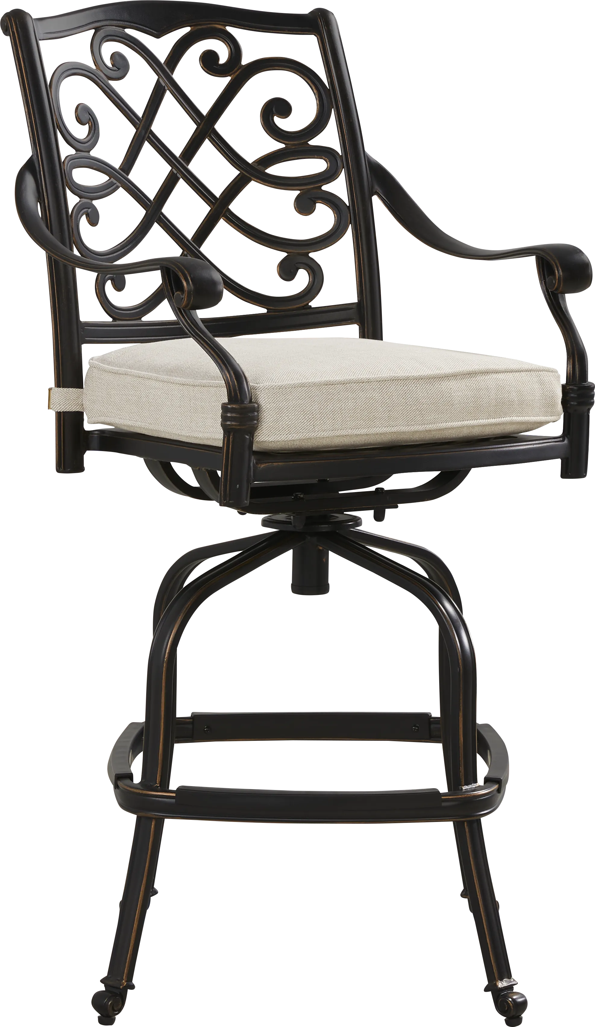 Carina Bronze 5 Pc 42 in. Round Bar Height Outdoor Dining Set with Desert Cushions - Thumbnail - Image 3