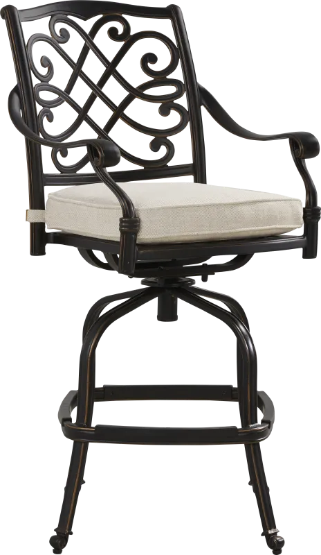 Carina Bronze Outdoor Swivel Barstool with Desert Cushion