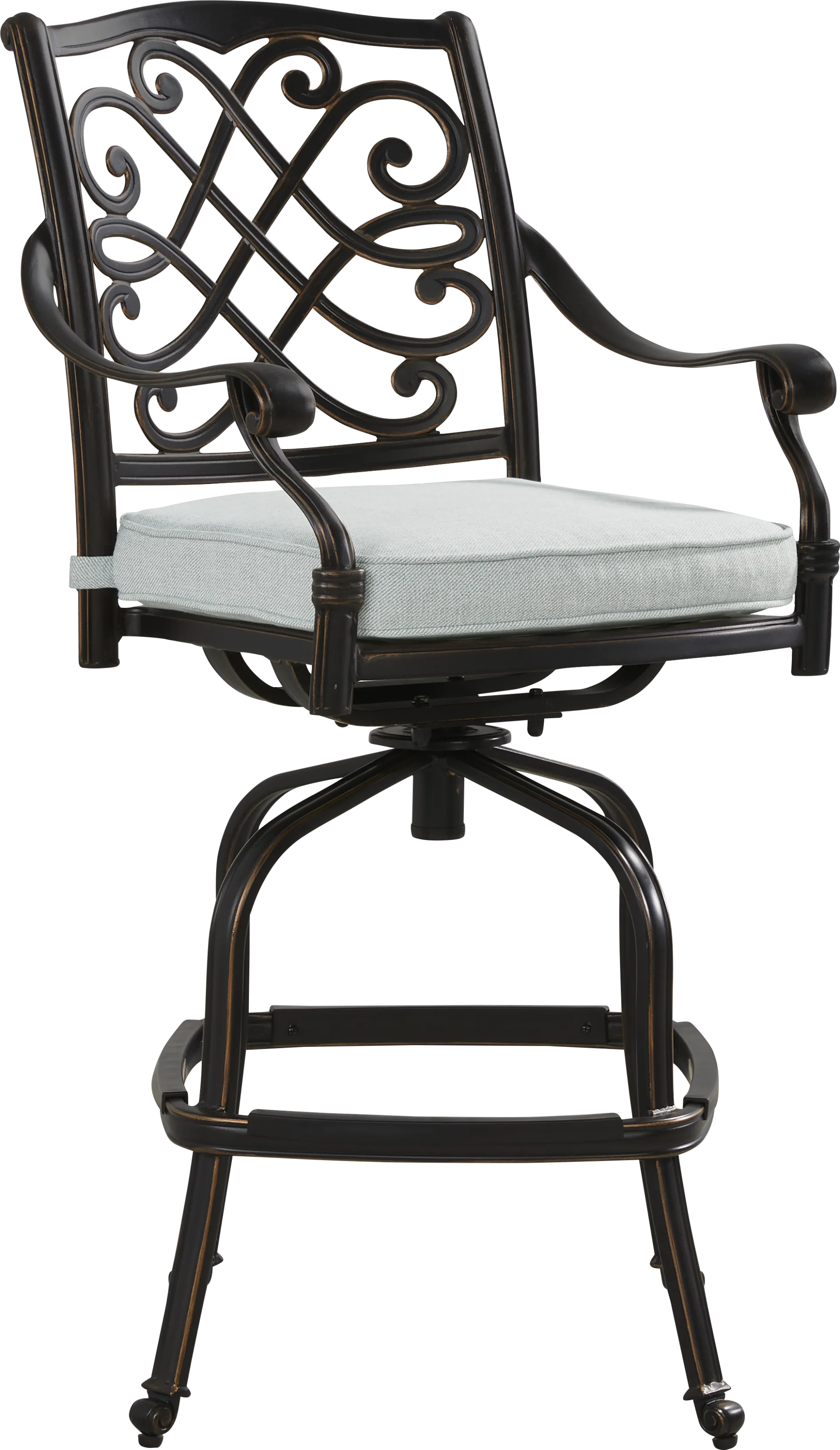 Carina Bronze Outdoor Swivel Barstool with Sky Cushion - Image 2