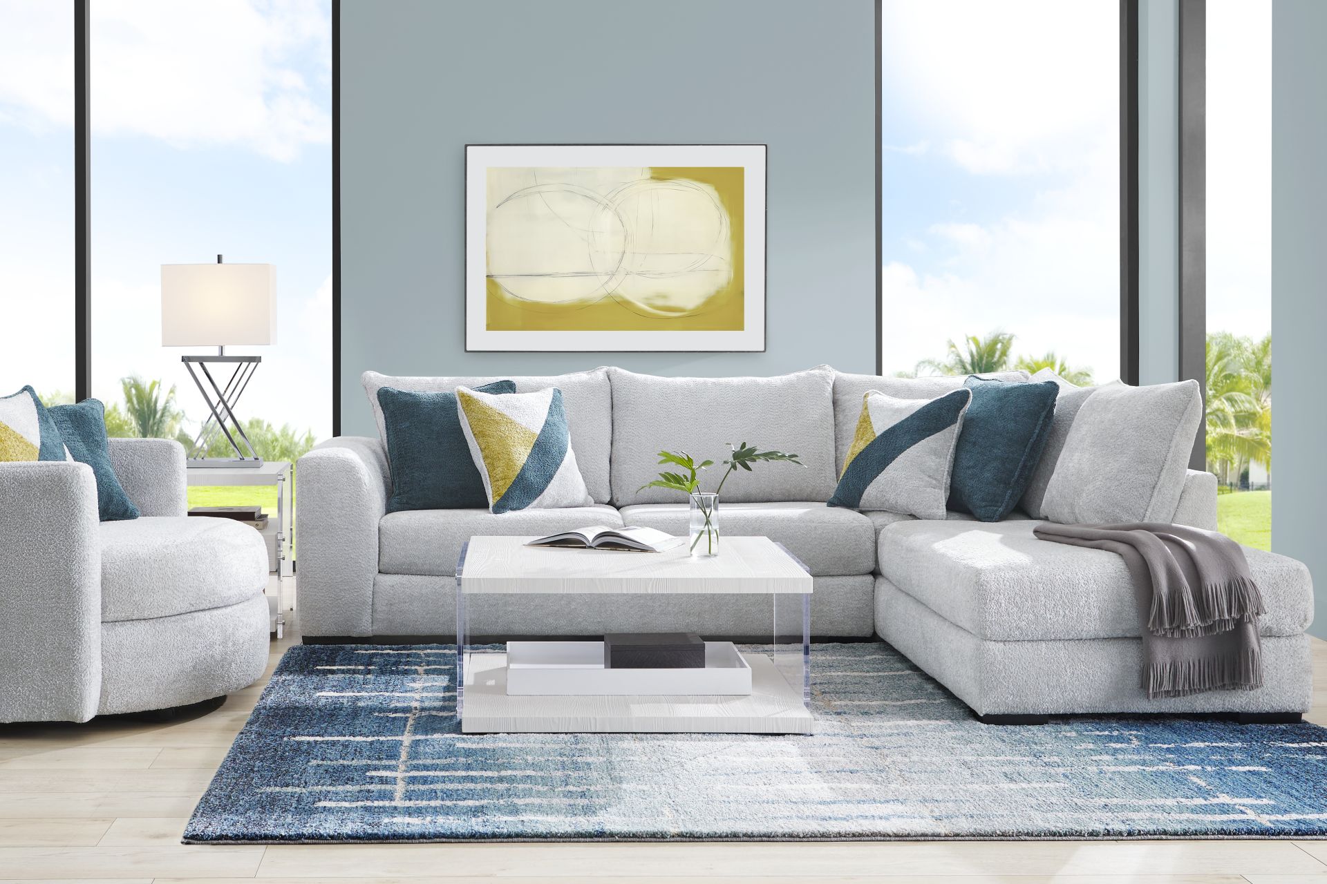 Perry Gray 6 Pc Sectional Living Room - Image 1