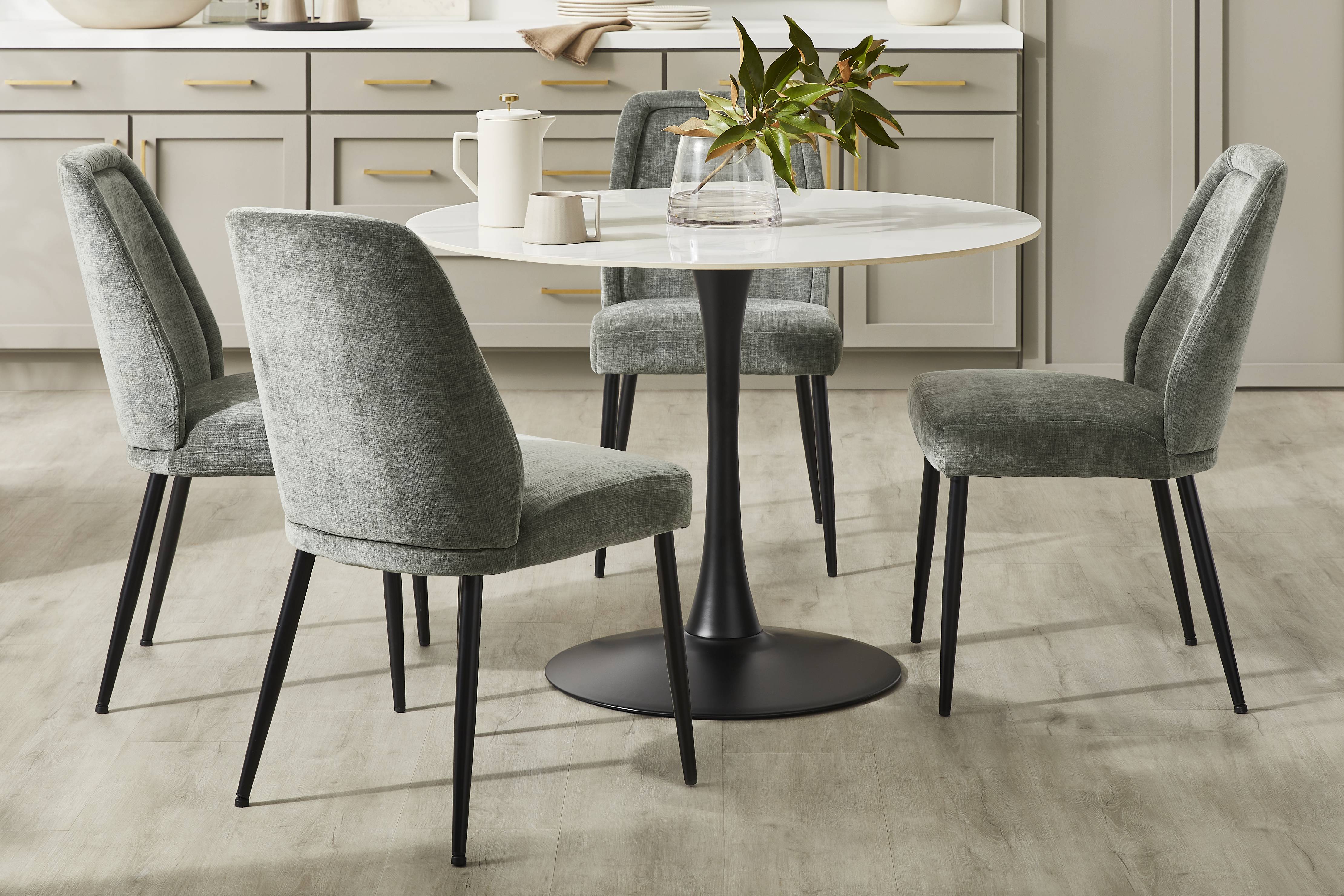 Grayhill White 5 Pc Dining Room with Sambuca Charcoal Chairs - Thumbnail - Image 1