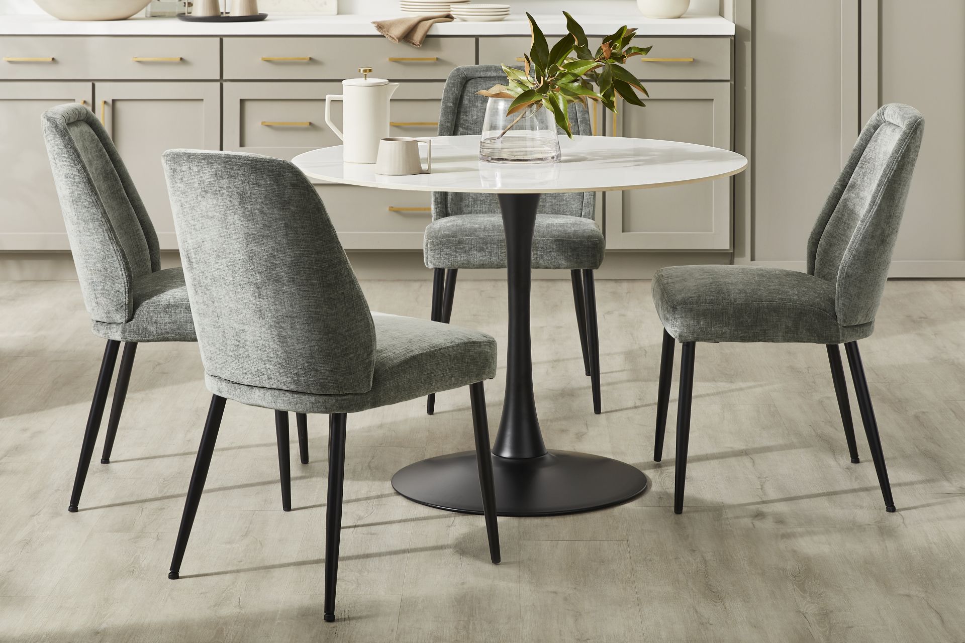 Grayhill White 5 Pc Dining Room with Sambuca Charcoal Chairs - Image 1