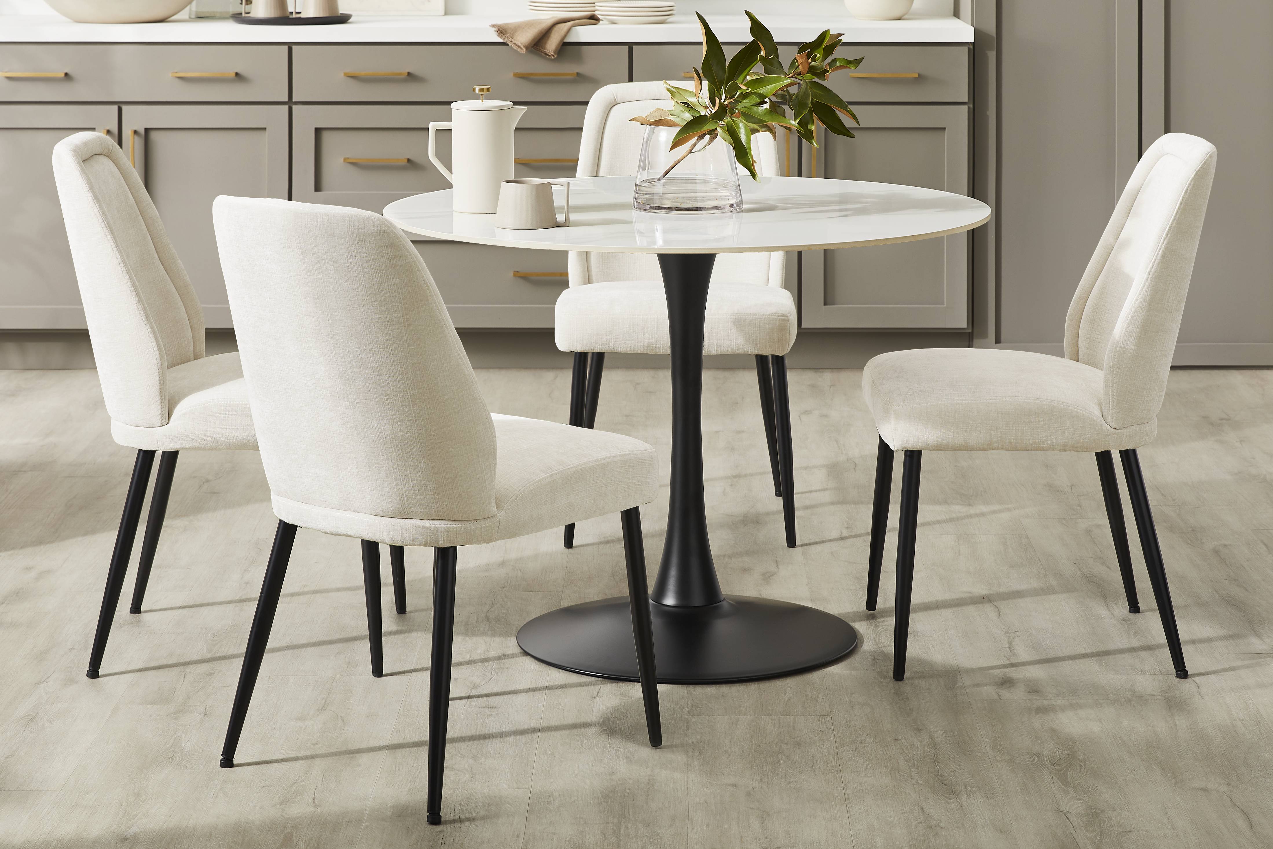 Grayhill White 5 Pc Dining Room with Sambuca Ivory Chairs - Thumbnail - Image 1