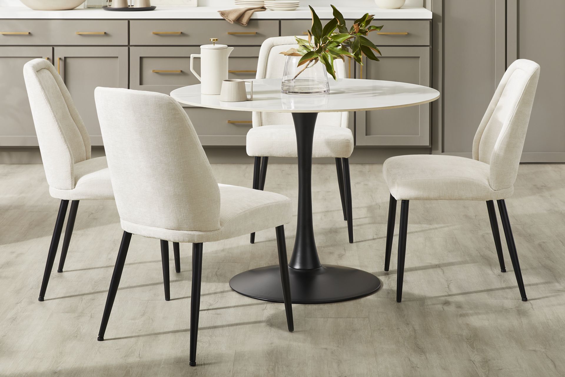 Grayhill White 5 Pc Dining Room with Sambuca Ivory Chairs - Image 1