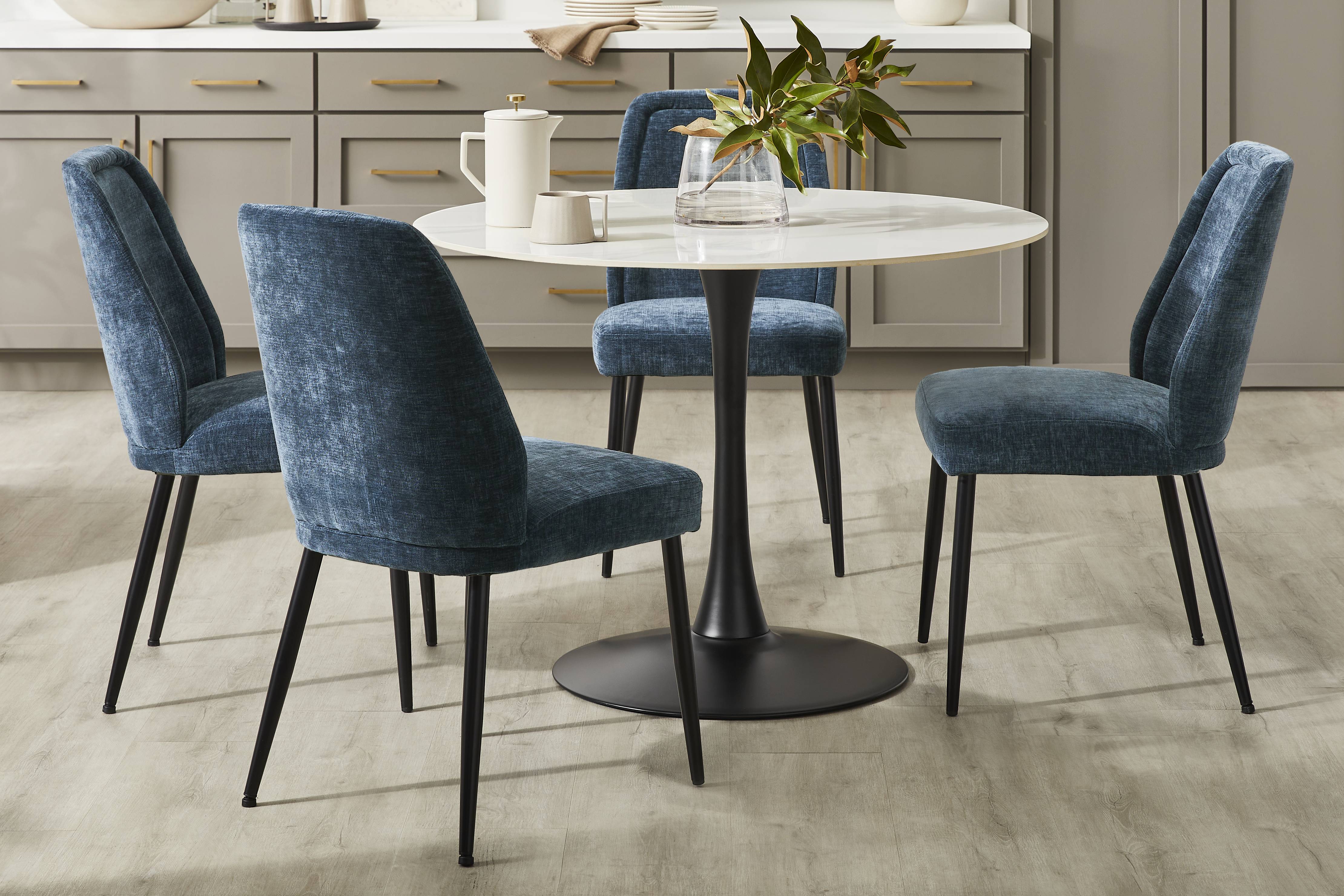 Grayhill White 5 Pc Dining Room with Sambuca Midnight Chairs - Thumbnail - Image 1