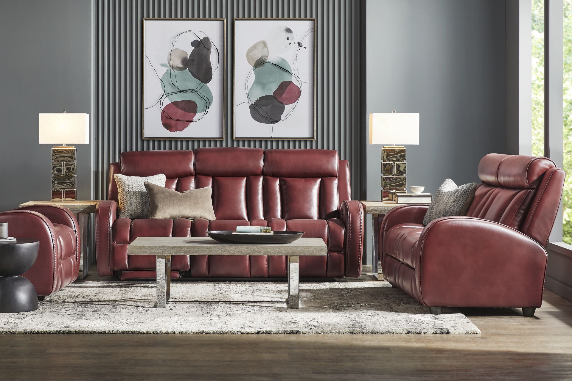 Copperfield Red Dual Power Reclining Sofa - Image 2