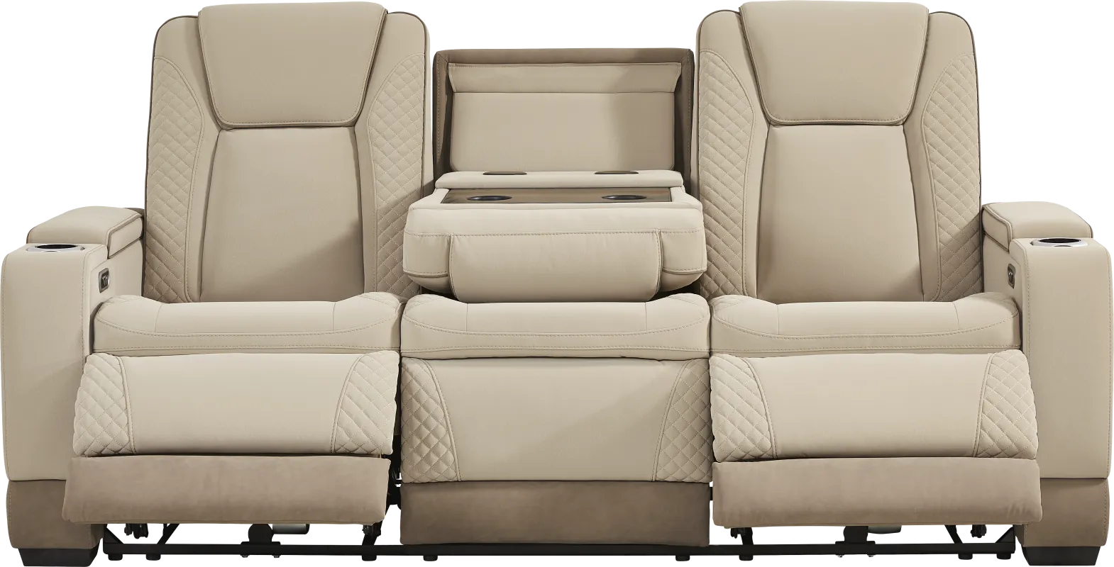 Donovan Park Beige Dual Power Reclining Sofa