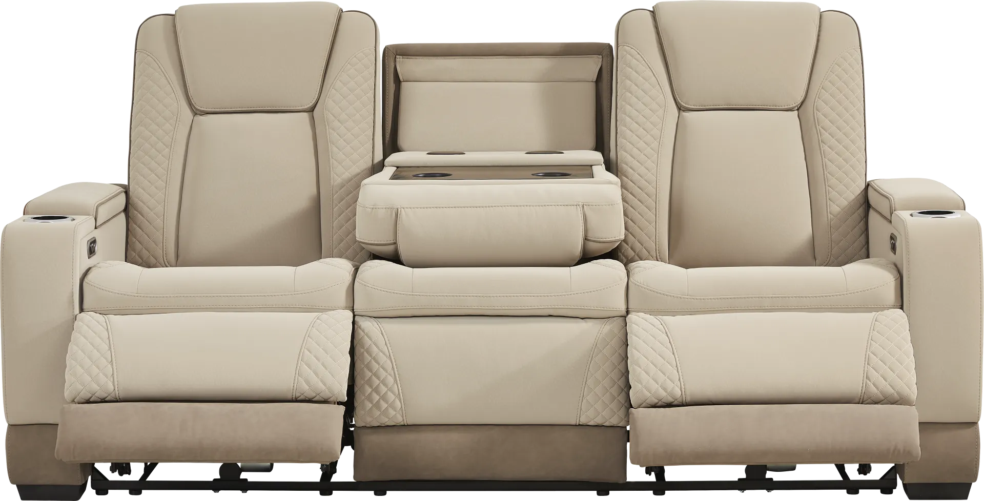 Donovan Park Beige Dual Power Reclining Sofa - Image 2