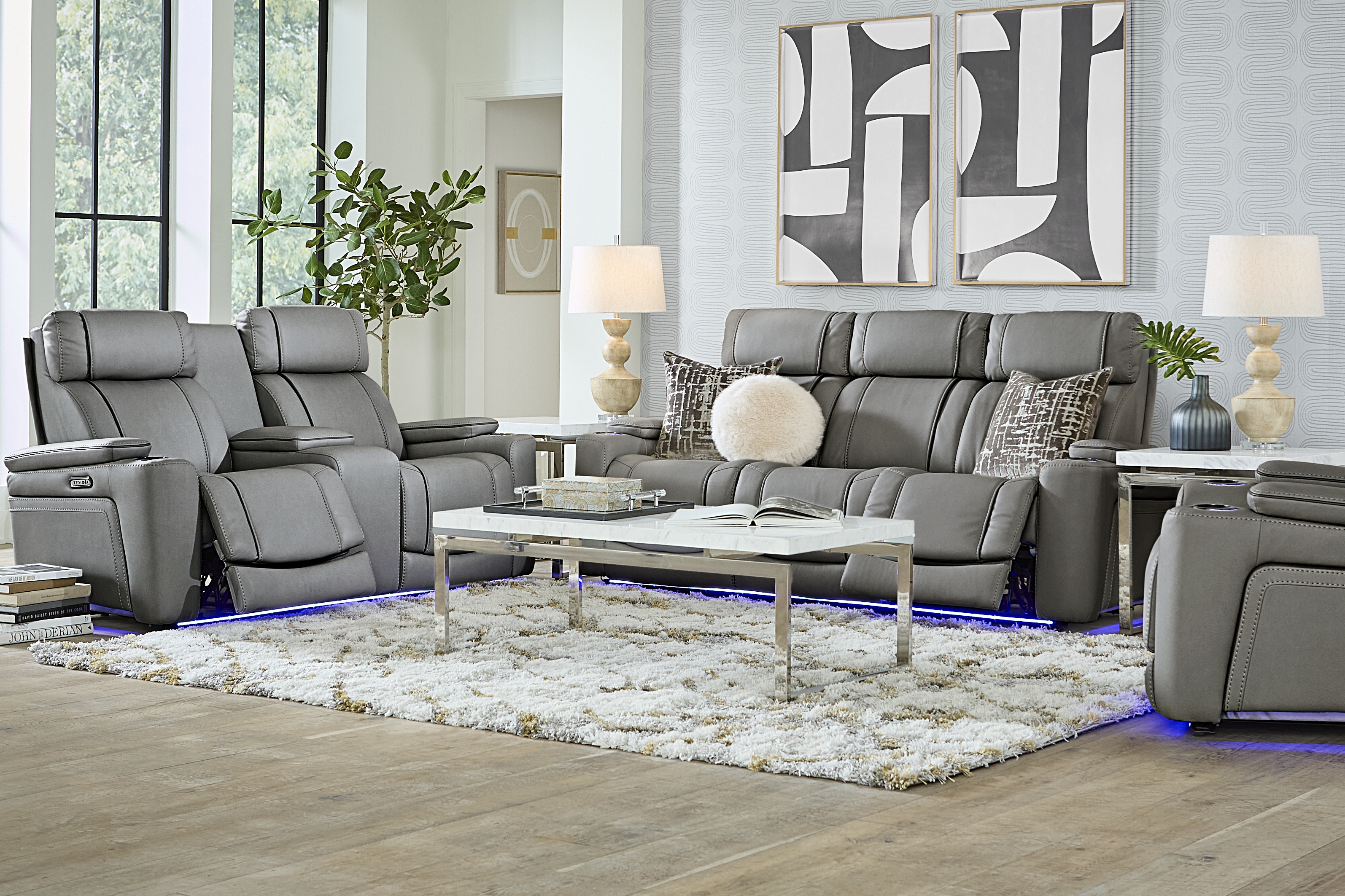 Haven Point Charcoal Dual Power Reclining Console Loveseat