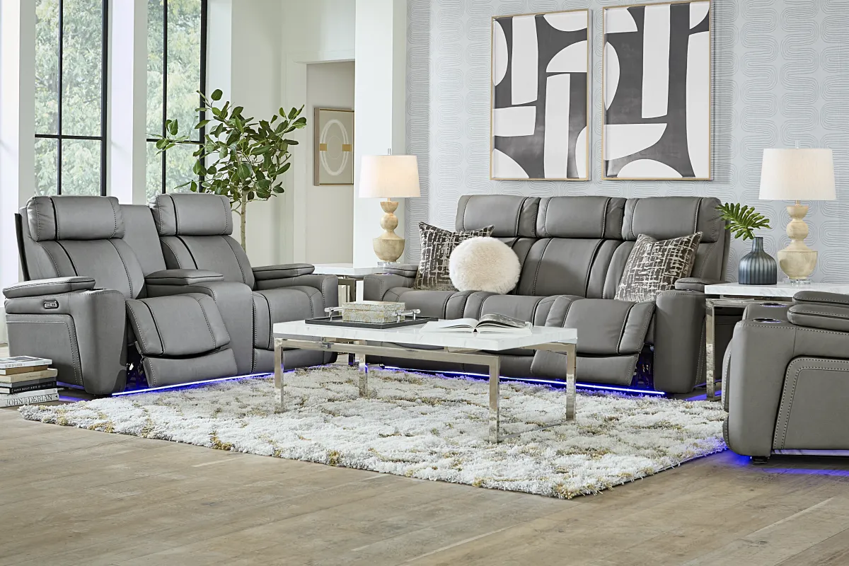 Haven Point Charcoal Dual Power Reclining Console Loveseat